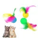 Cat Interactive Toy Plastic Feather Golf Ball Cat Teaser Ball Bite Resistant Cats Self Hi Toys Cat Molar Sound Ball Random Color Cat Grinding Toys Trainging