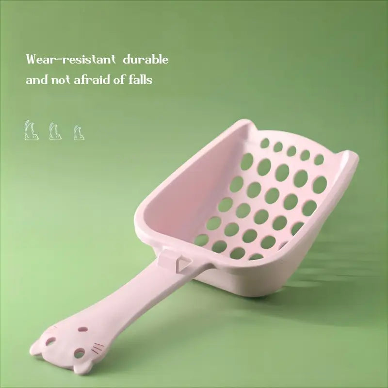 Easy-Clean Durable Plastic Cat Litter Scoop with Ergonomic Handle & Perforated Grid Design - Efficient Poop Shovel for Mess-Free Cleaning, 4 Colors (Light Blue, Pink, Mint Green, Yellow) - Must-Have for Cat Owners