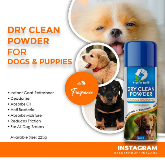Fluff n Buff Dry Clean Powder for Dogs and Puppies 225G