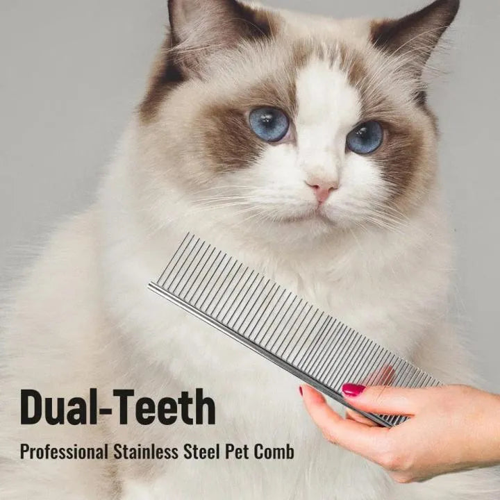 Stainless Steel Pet Grooming Comb for Dogs and Cats Gently Removes Loose Undercoat Flea Comb