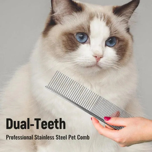 Stainless Steel Pet Grooming Comb for Dogs and Cats Gently Removes Loose Undercoat Flea Comb