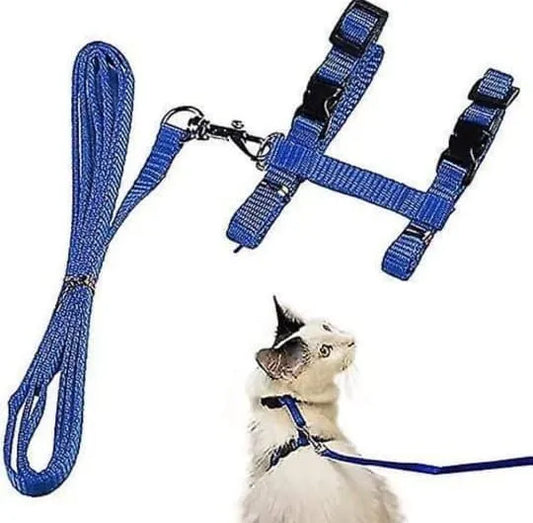 Adjustable Cat Harness Nylon Strap Collar with Leash In Multicolor soft quality