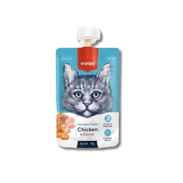 Wanpy Tasty Meat Paste Cat Treat Chicken with Carrot – 90gm